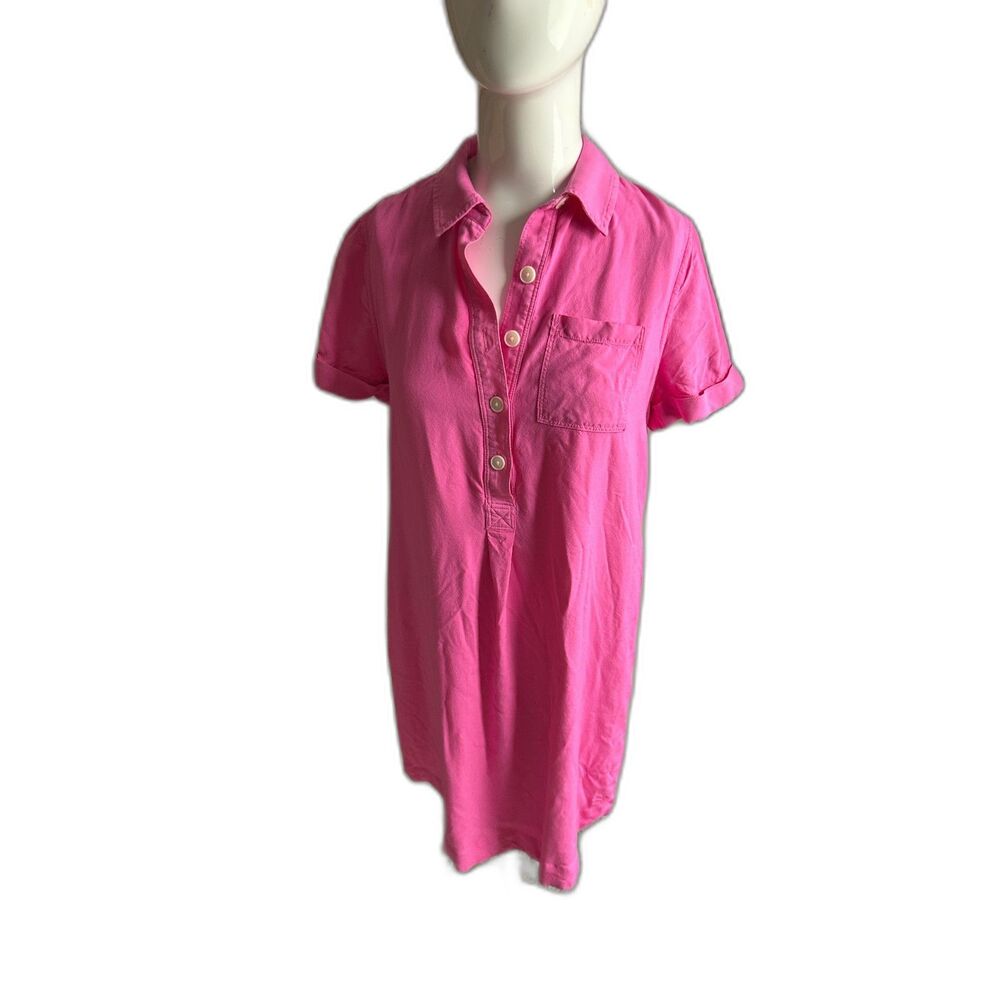 Vineyard Vines Beach Shirt Dress 3/4 Buttons Size 4 Short Sleeves Collared Tunic